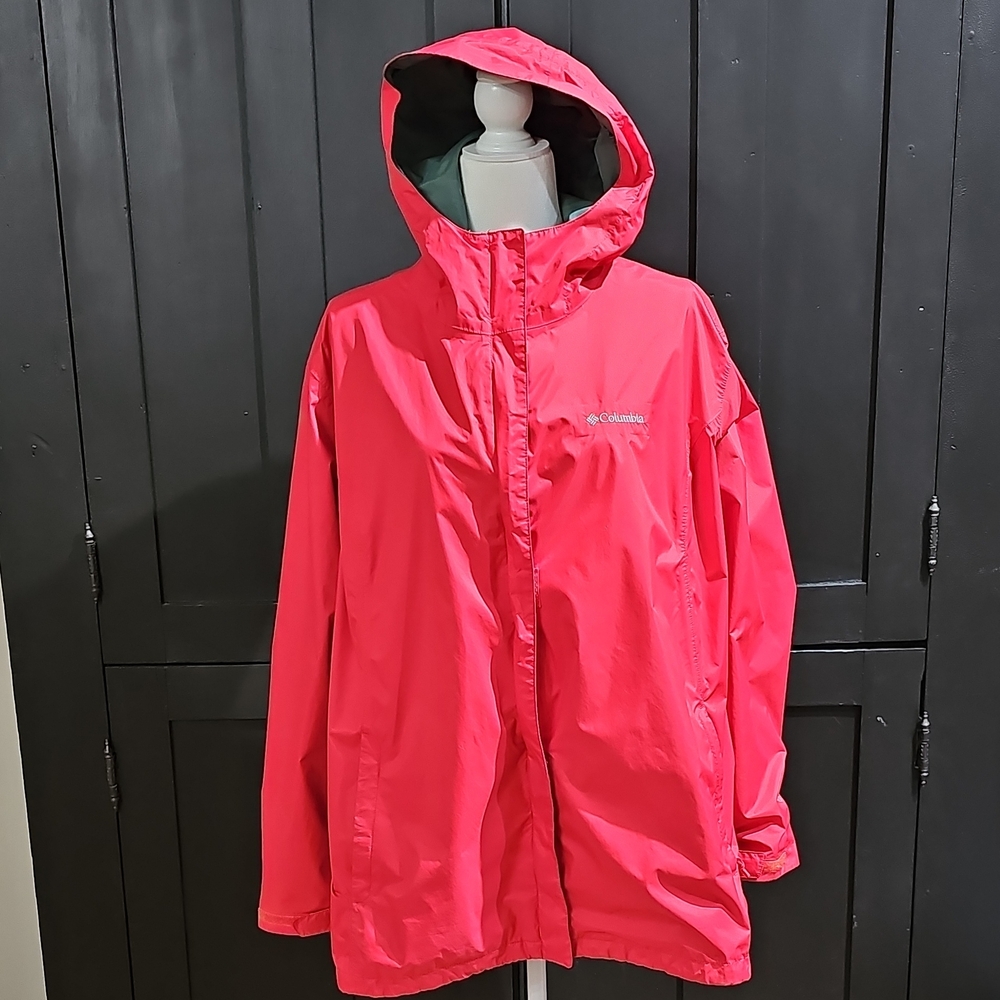 Columbia Red Hooded Rain Jacket